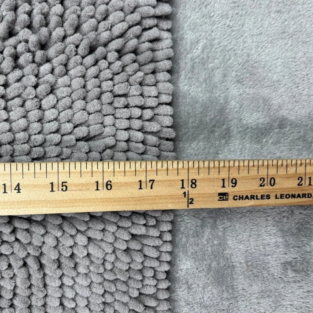 Yimobra Chenille Bathroom Rug Set 2pc Gray 32x20 & 24x17 Soft Non Slip Bath Mats